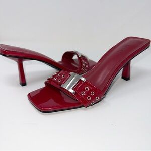 ASOS Simmi London Bexley mid heeled mules with eyelet buckle detail size 8